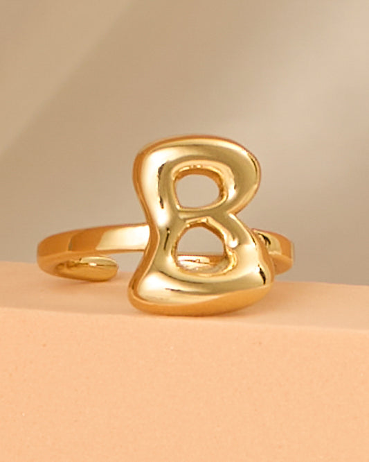 Autumn 18k Gold Plated Bubble Letter Ring | B