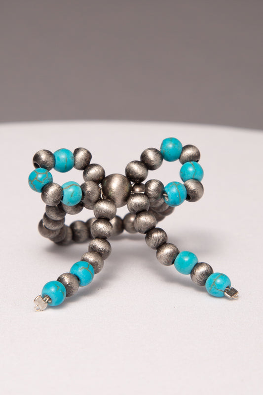 Alexia Western Colored Stone Beaded Bow Stretch Ring