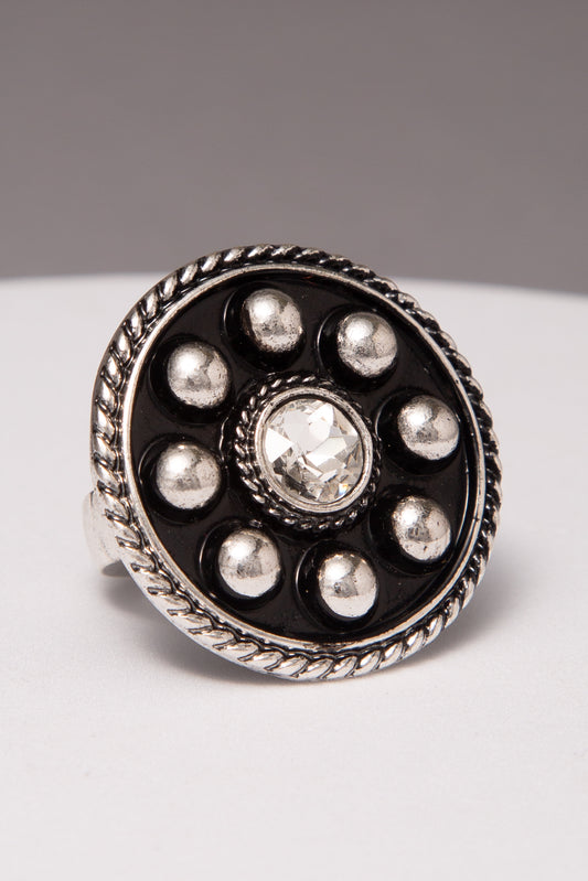 Tiffany Western Bubble Round Concho Ring | Clear