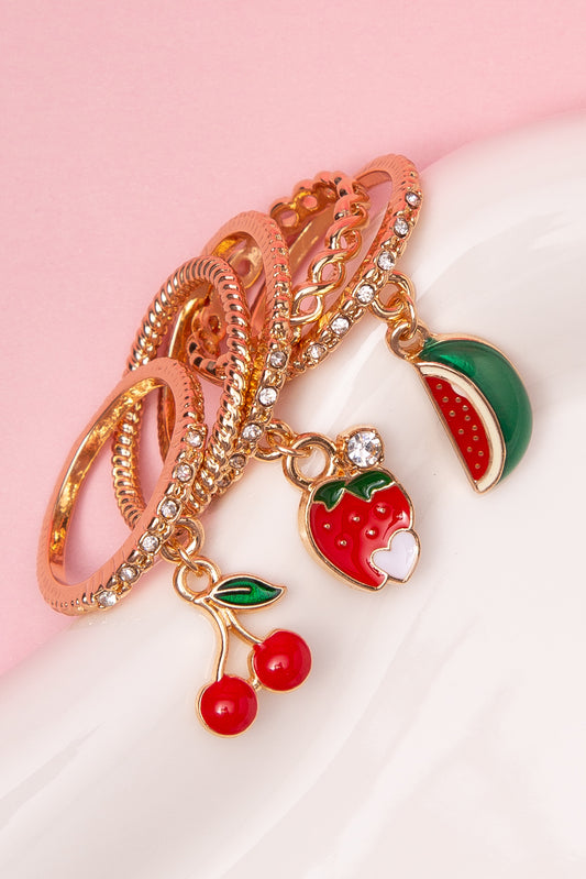 Lauren Stackable Ring Set with Cherry, Watermelon, and Strawberry