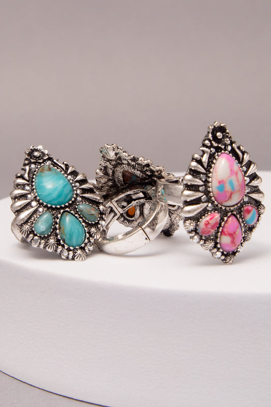 Madison Western Multicolor Teardrop Turquoise Stretch Ring