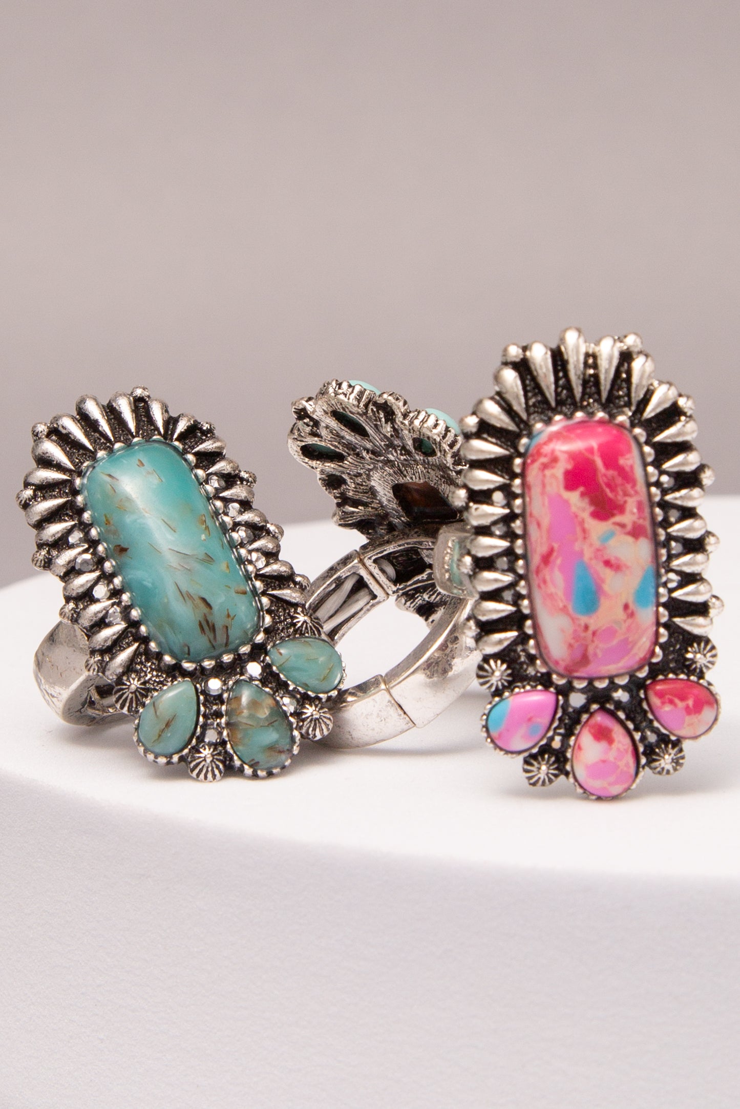 Scarlett Western Multicolor Multi shape Turquoise Stretch Ring