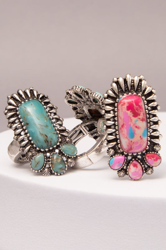 Scarlett Western Multicolor Multi shape Turquoise Stretch Ring