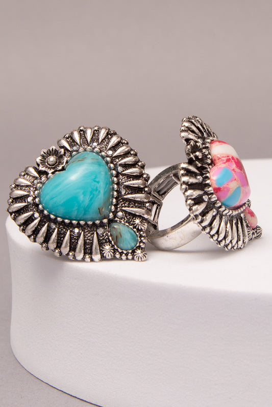 Ellie Western Multicolor Turquoise Heart Stretch Ring