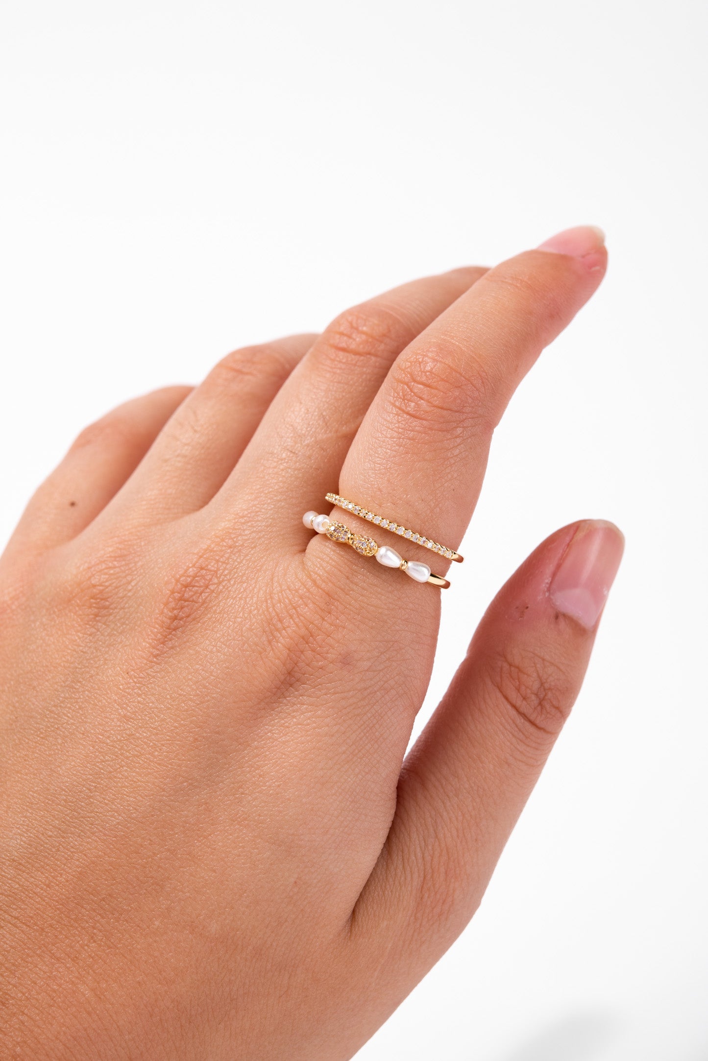 Isabelle Rhinestone Bow Adjustable Ring - Gold
