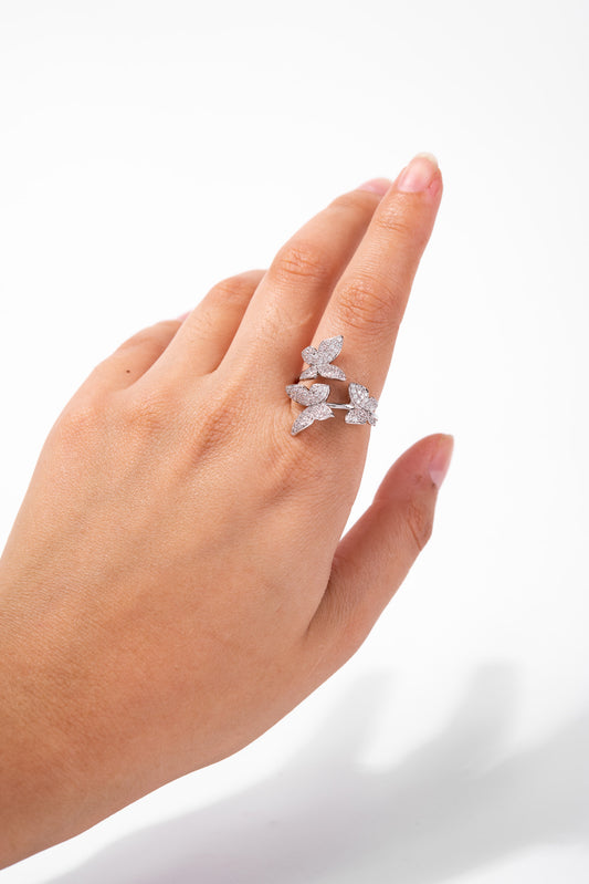 Juliette Butterfly Rhinestone Adjustable Ring