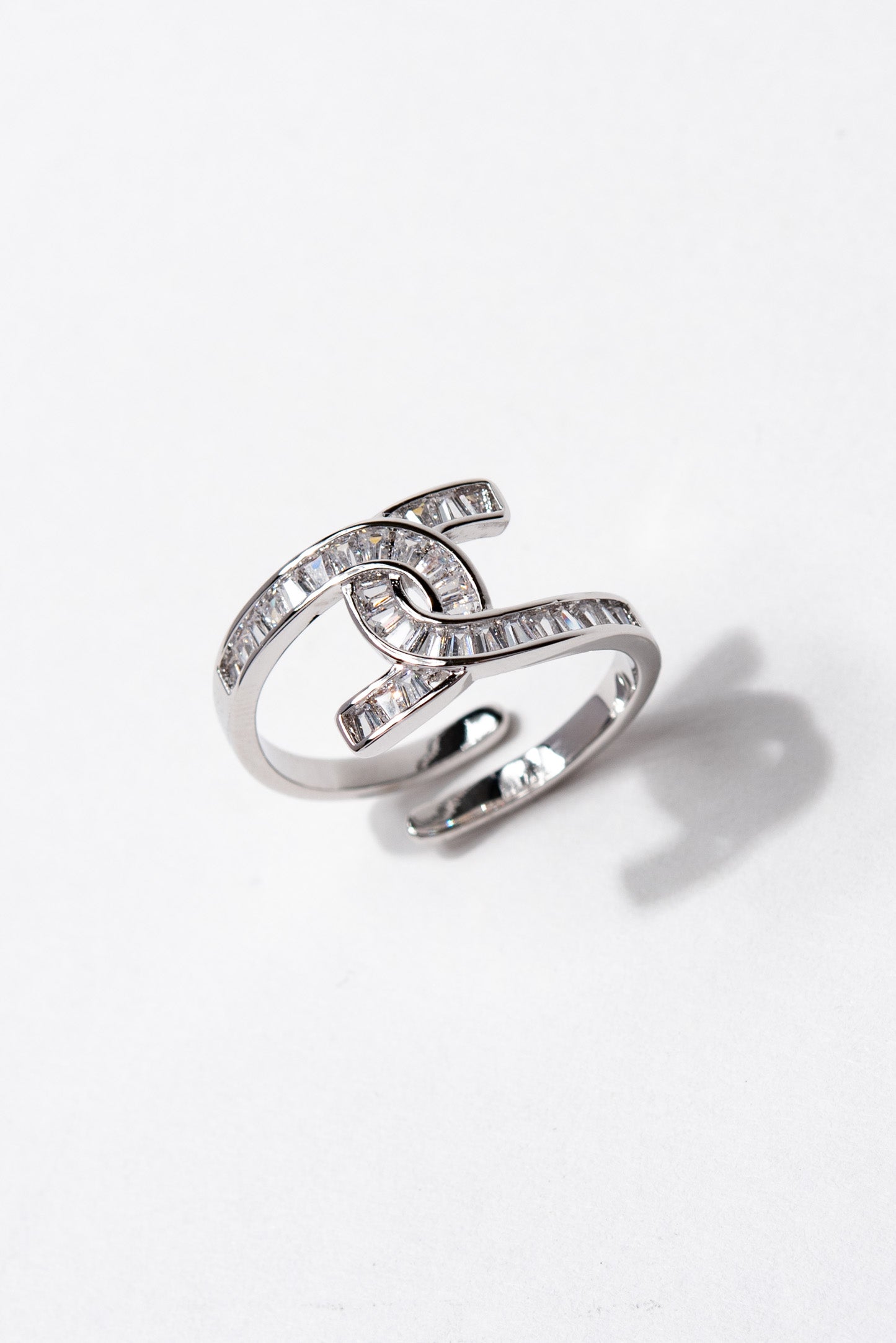 Zara Rhinestone Baguette Adjustable Ring