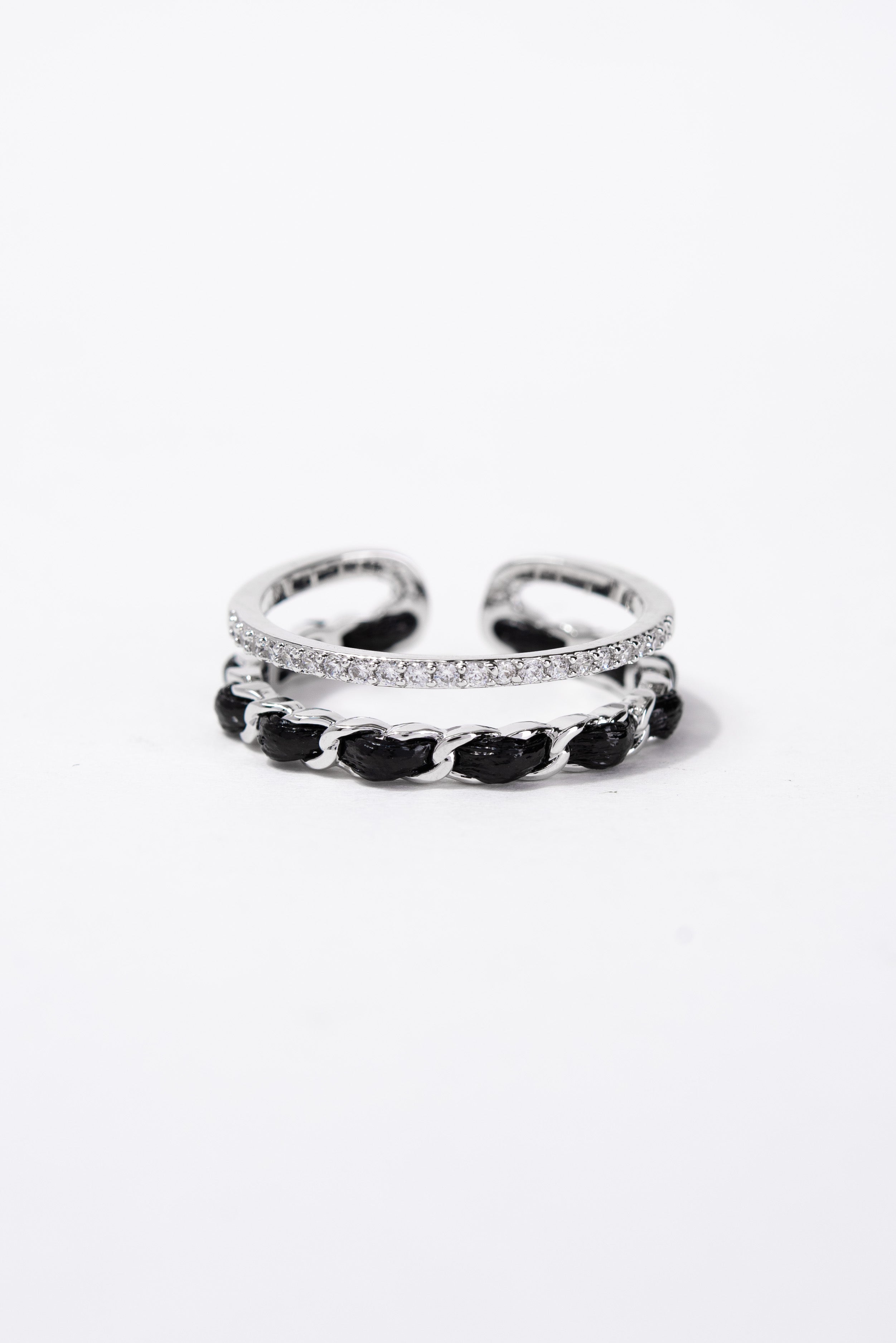 Jayda CZ Rope Rhinestone Cuff Ring