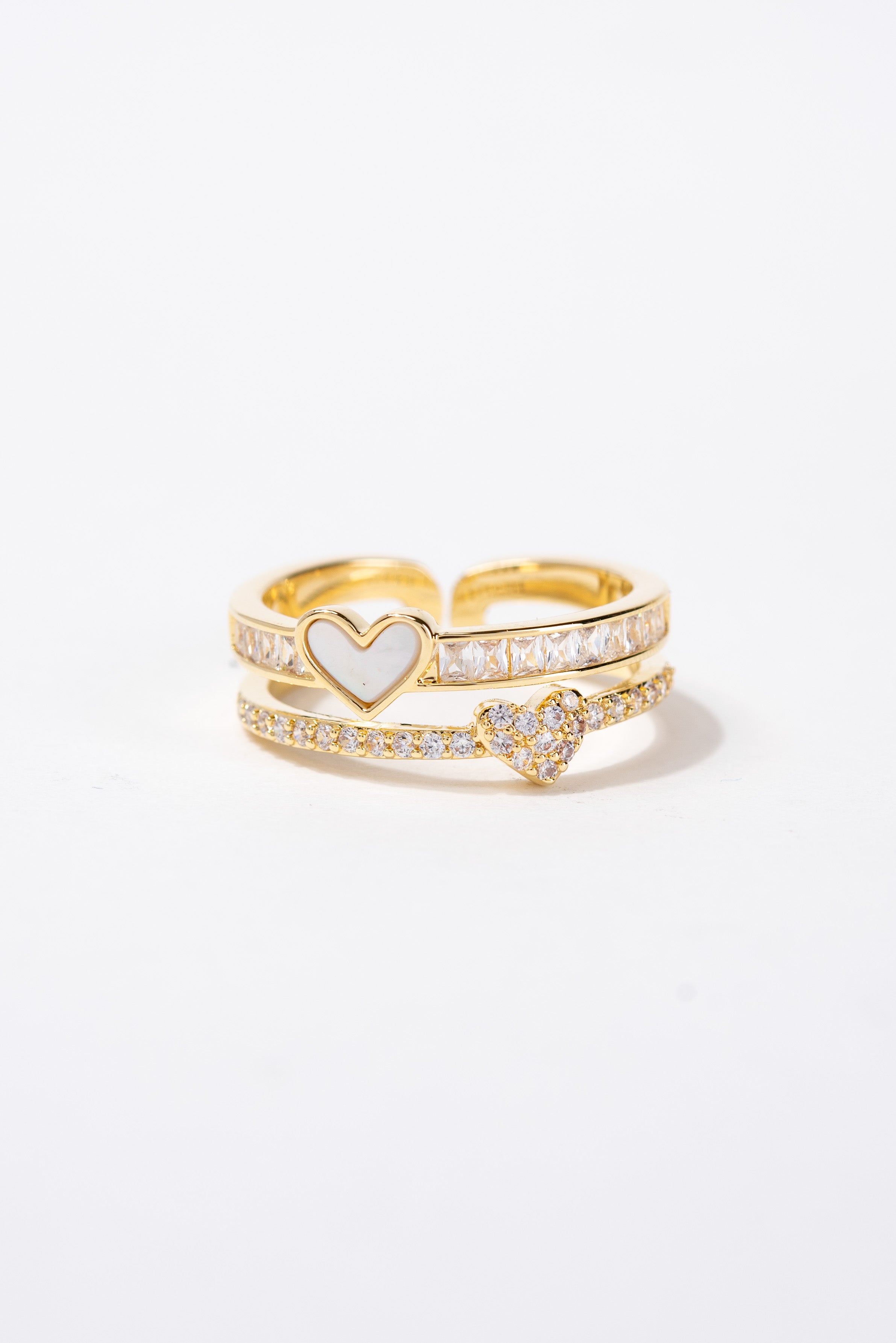Kylie Double Heart CZ Rhinestone Ring