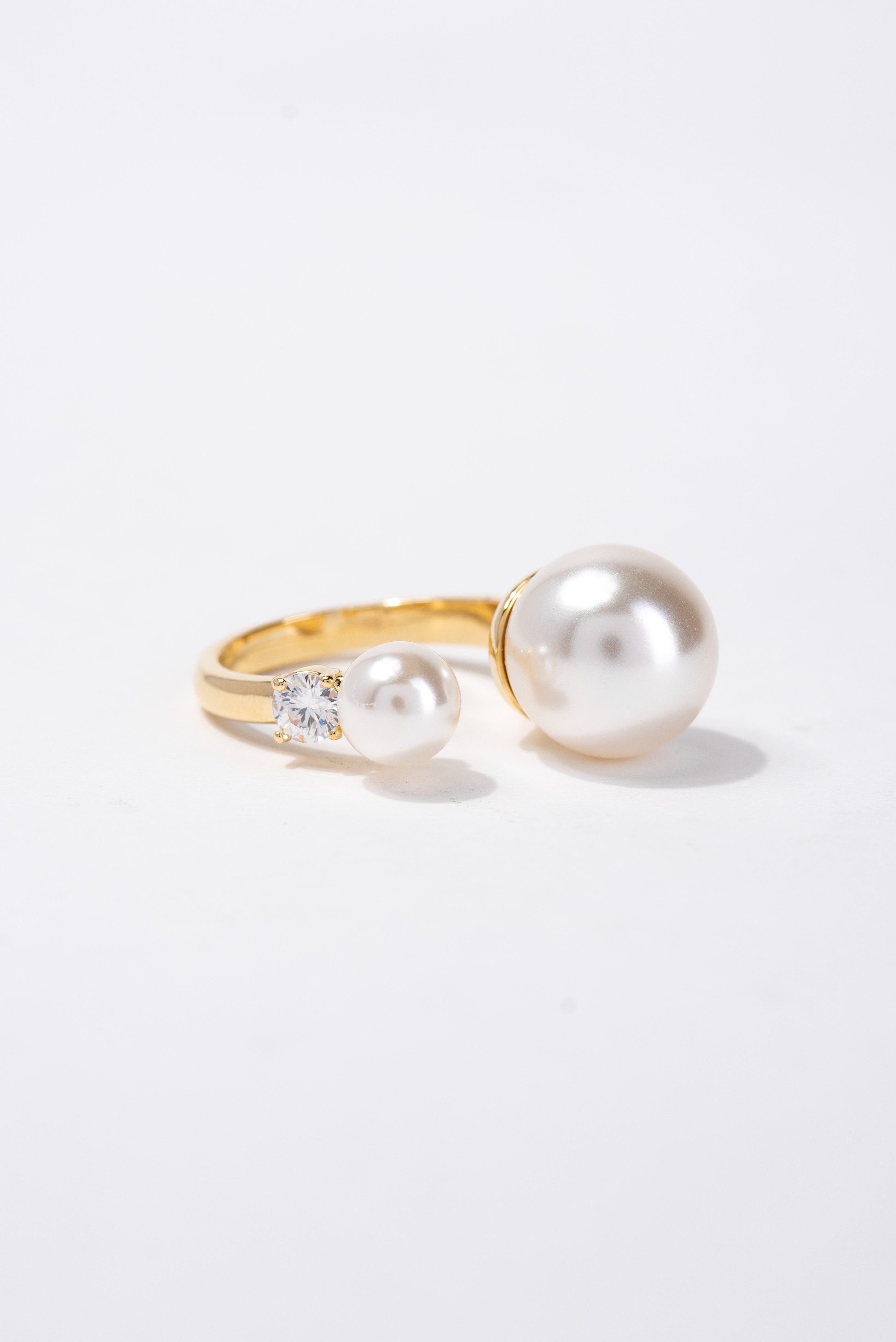 Casey Double Pearl Cuff Ring | Gold