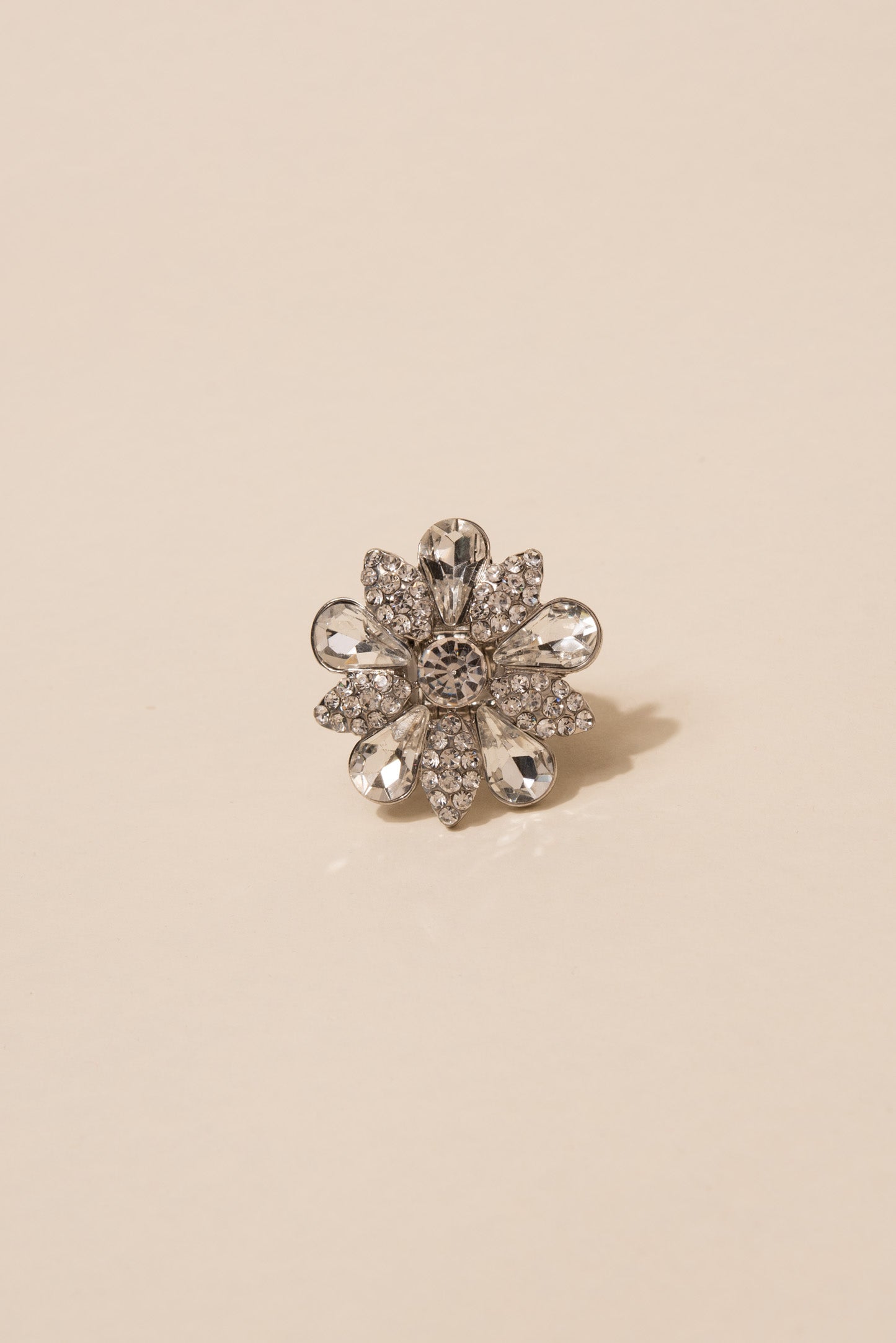 Lilith Teardrop Flower Stone Ring - Silver