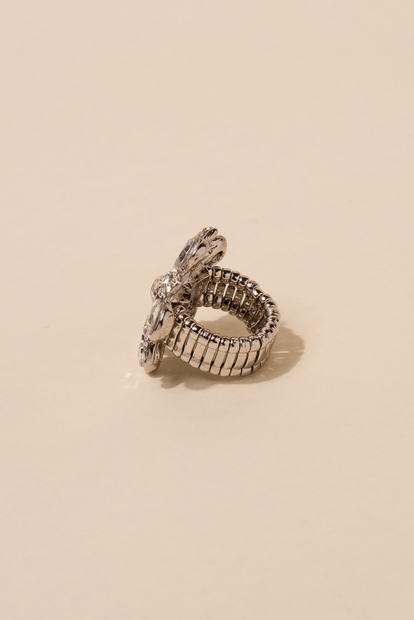Lilith Teardrop Flower Stone Ring - Silver