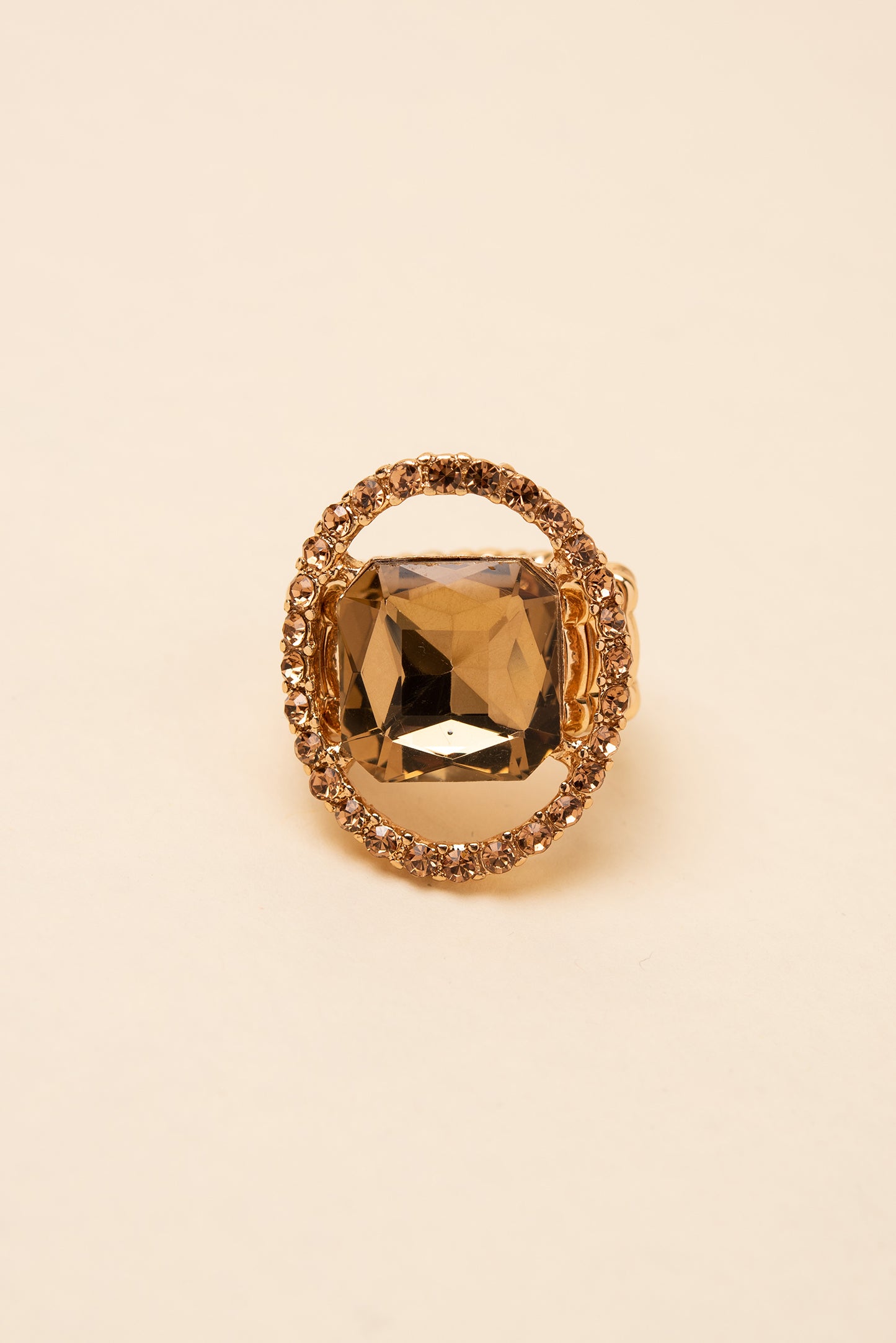 Gianna Square Crystal & Halo Stretch Ring