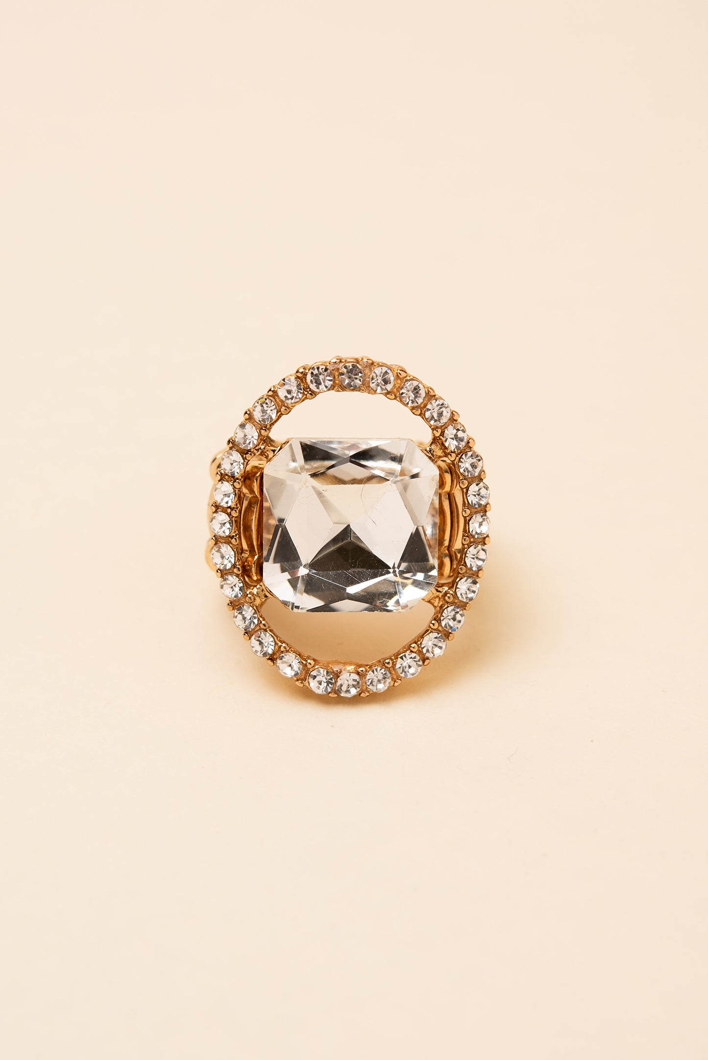 Gianna Square Crystal & Halo Stretch Ring