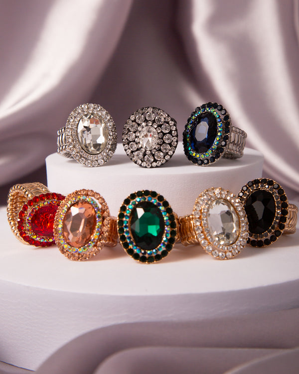 Luna Oval Rhinestone Crystal Stretch Ring