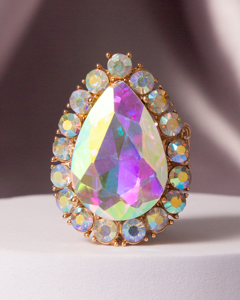 Alora Crystal Gem Teardrop Halo Ring
