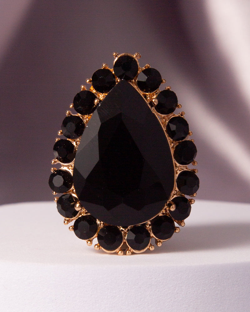 Alora Crystal Gem Teardrop Halo Ring