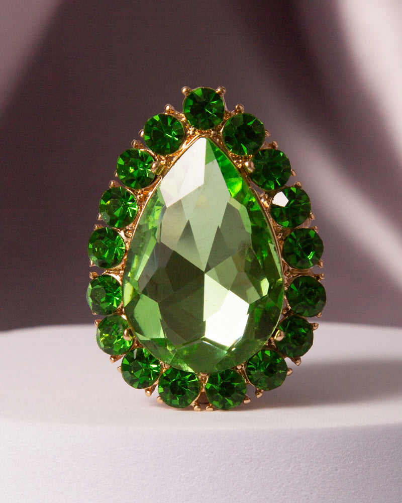 Alora Crystal Gem Teardrop Halo Ring
