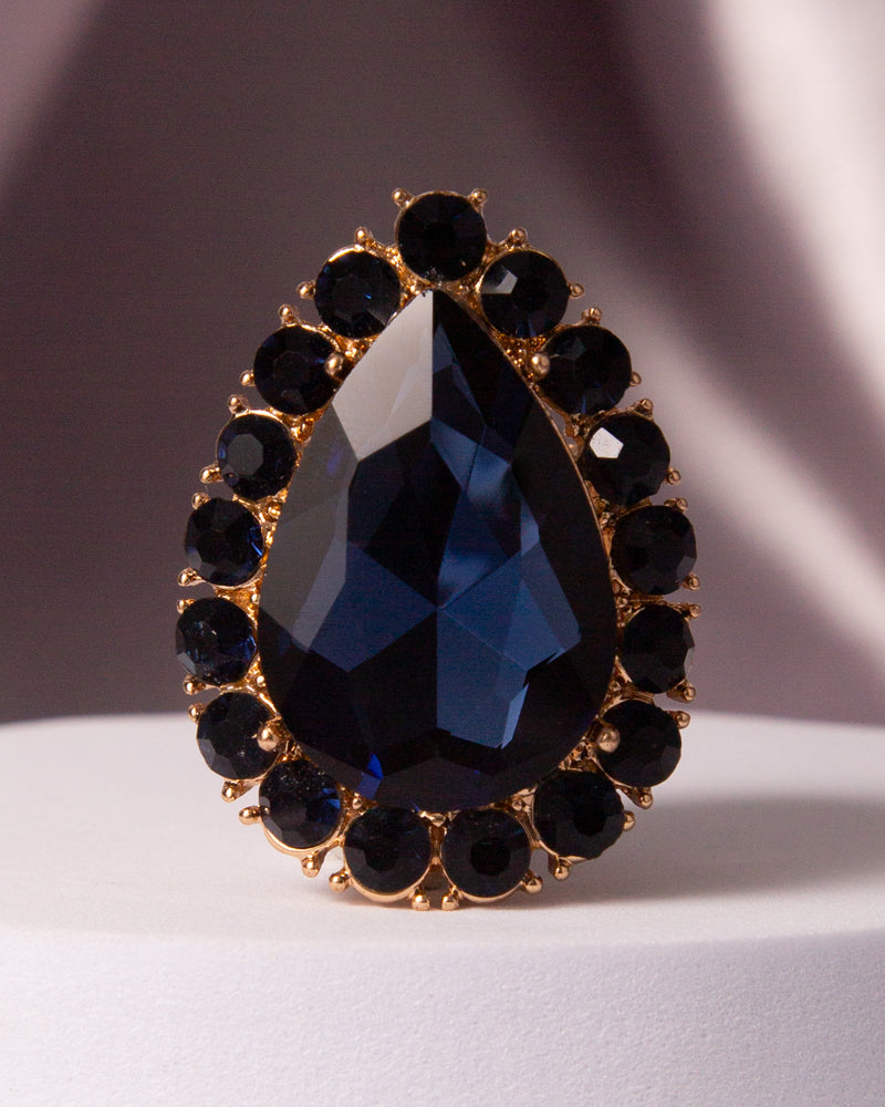 Alora Crystal Gem Teardrop Halo Ring