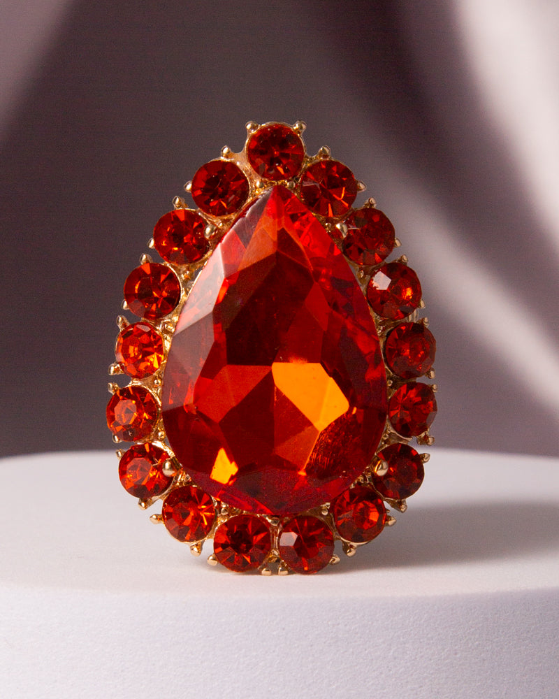 Alora Crystal Gem Teardrop Halo Ring