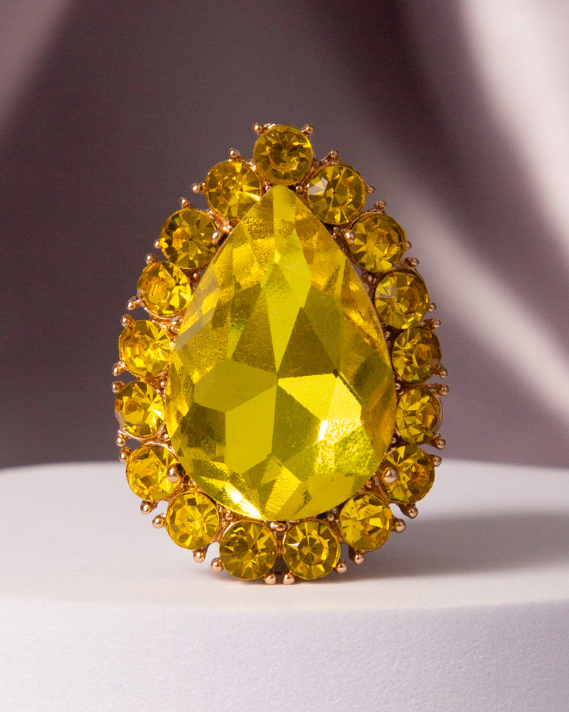 Alora Crystal Gem Teardrop Halo Ring