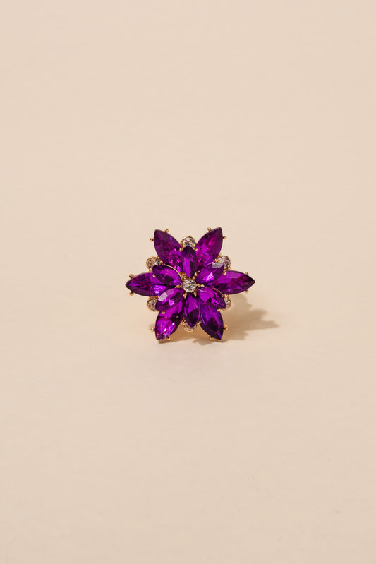Aubrey Flower Burst Stretch Ring - Purple