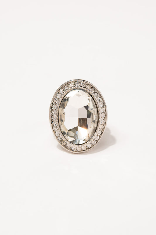 Katie Glam Rhinestone Ring - Silver Crystal