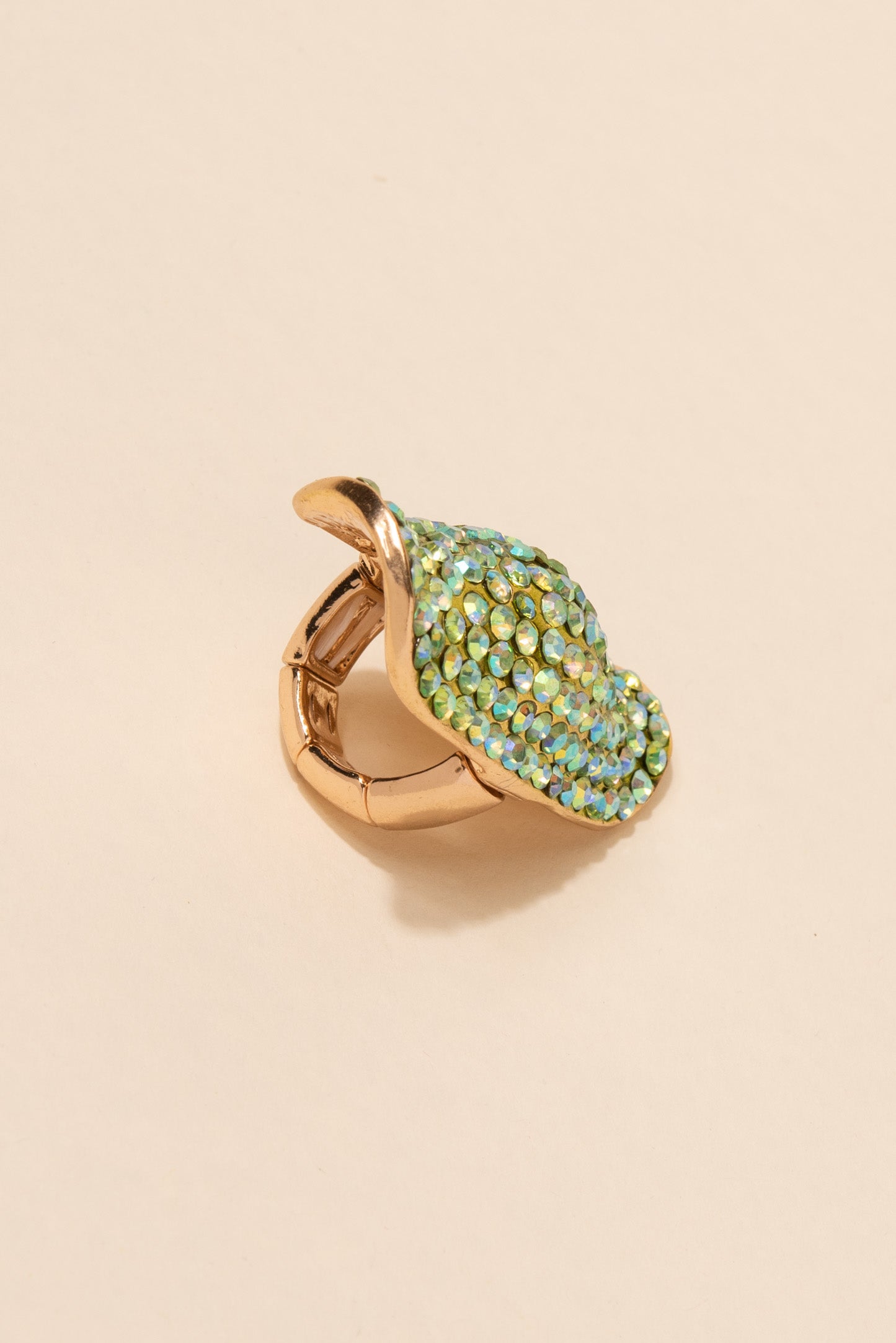 Alexis Long Shield Statement Ring - Green Rainbow
