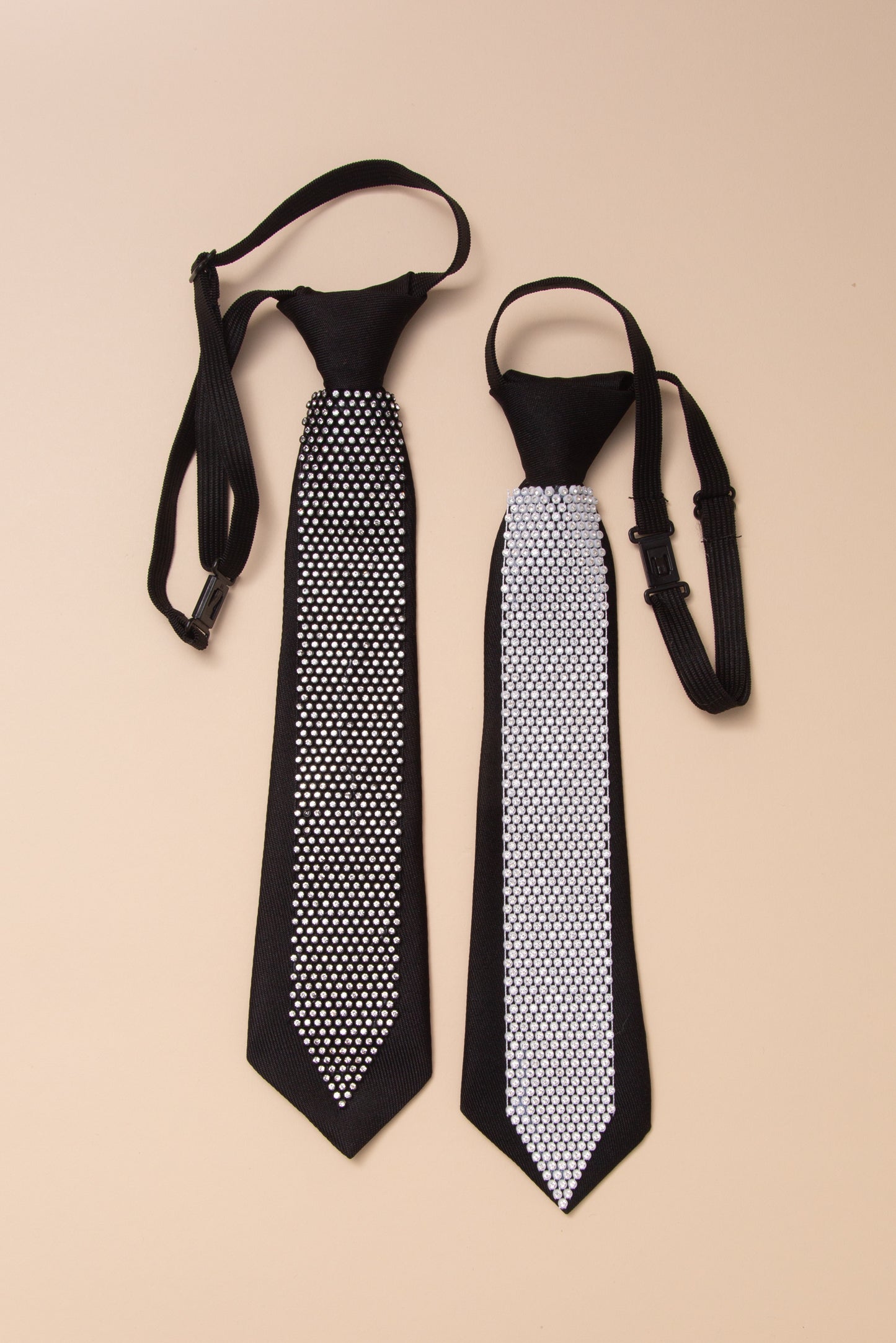 Addison Black Nylon Necktie with Rhinestones and Adjustable Strap