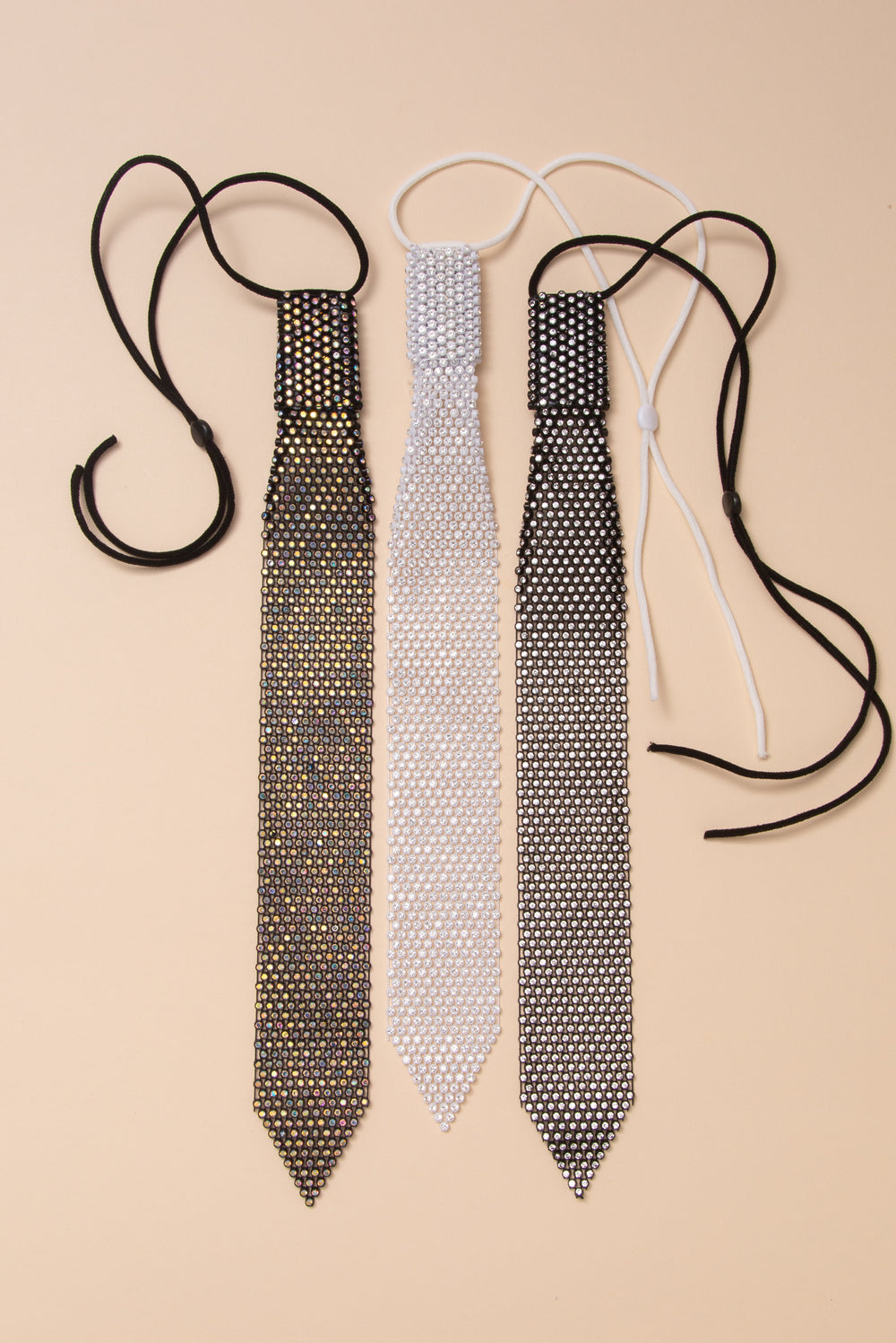 Samantha Necktie with Rhinestones and Adjustable Strap