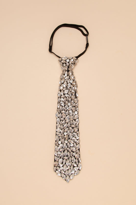 Priscilla Pearl Pattern Tie Necklace With Crystal Accents