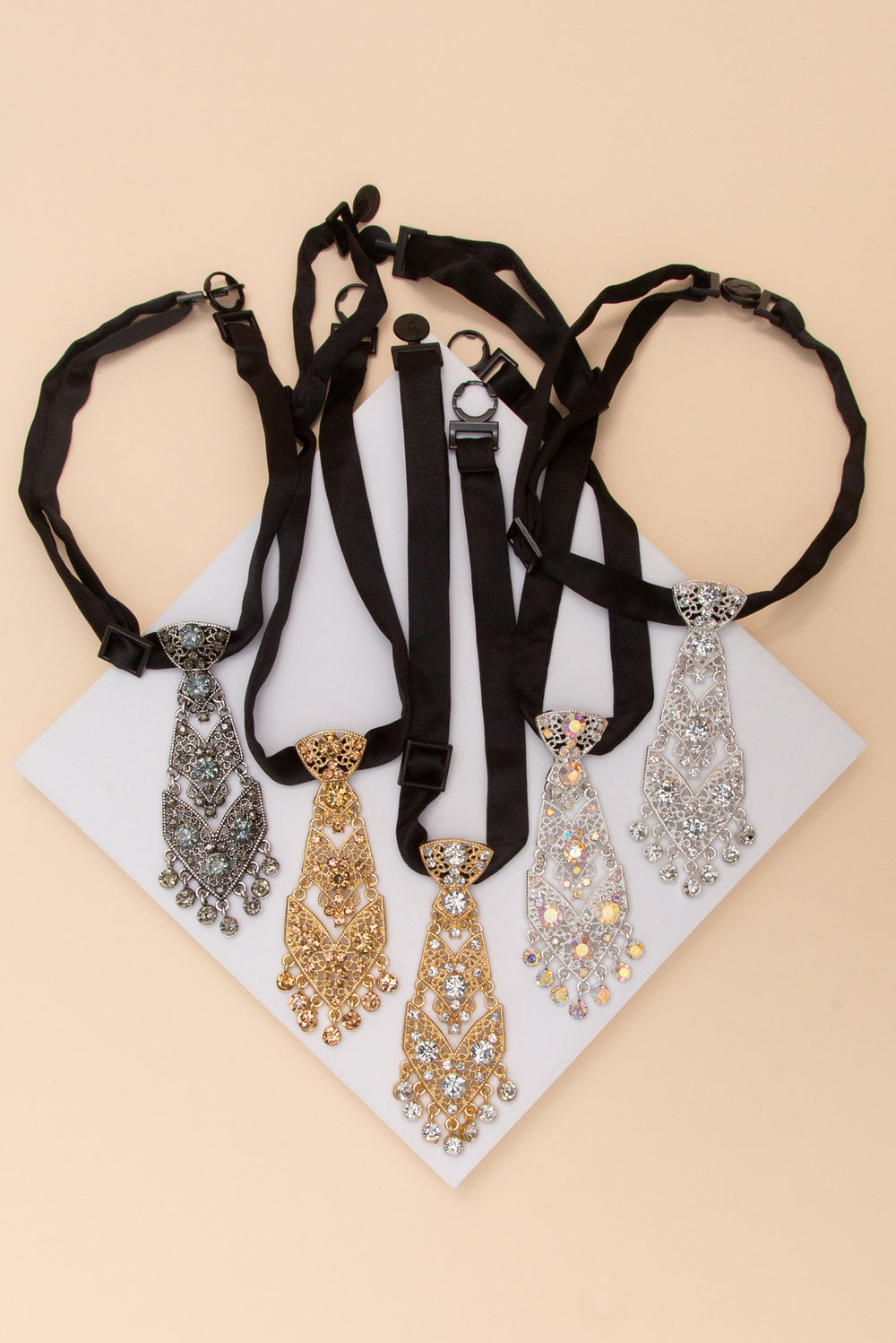 Ivanna Crystal Filigree Tie Pendant Necklace