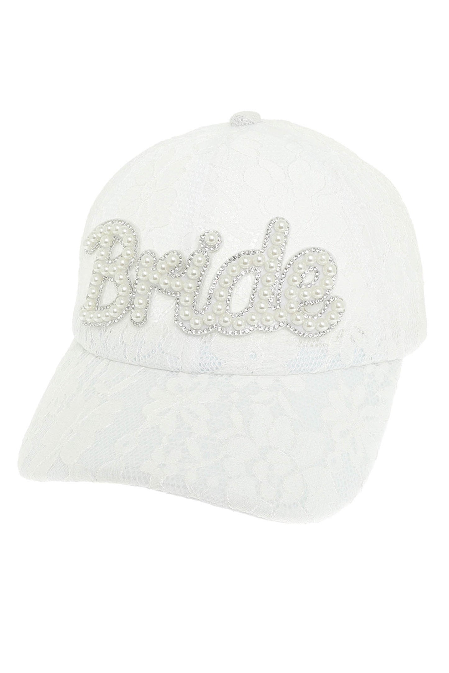 Taylor Bride Pearl Rhinestone Embellished Lace Baseball Cap