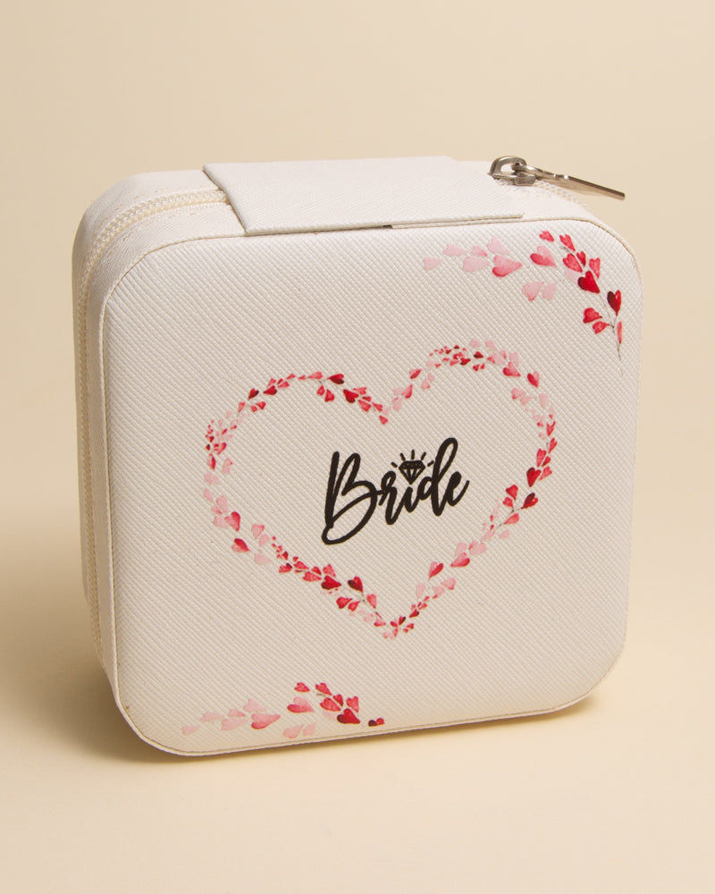 Kassidy Floral Themed "Bride" Graphic Printed Jewelry Box