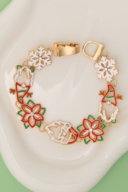 Mila Christmas Theme Enamel Charm Bracelet | Gold