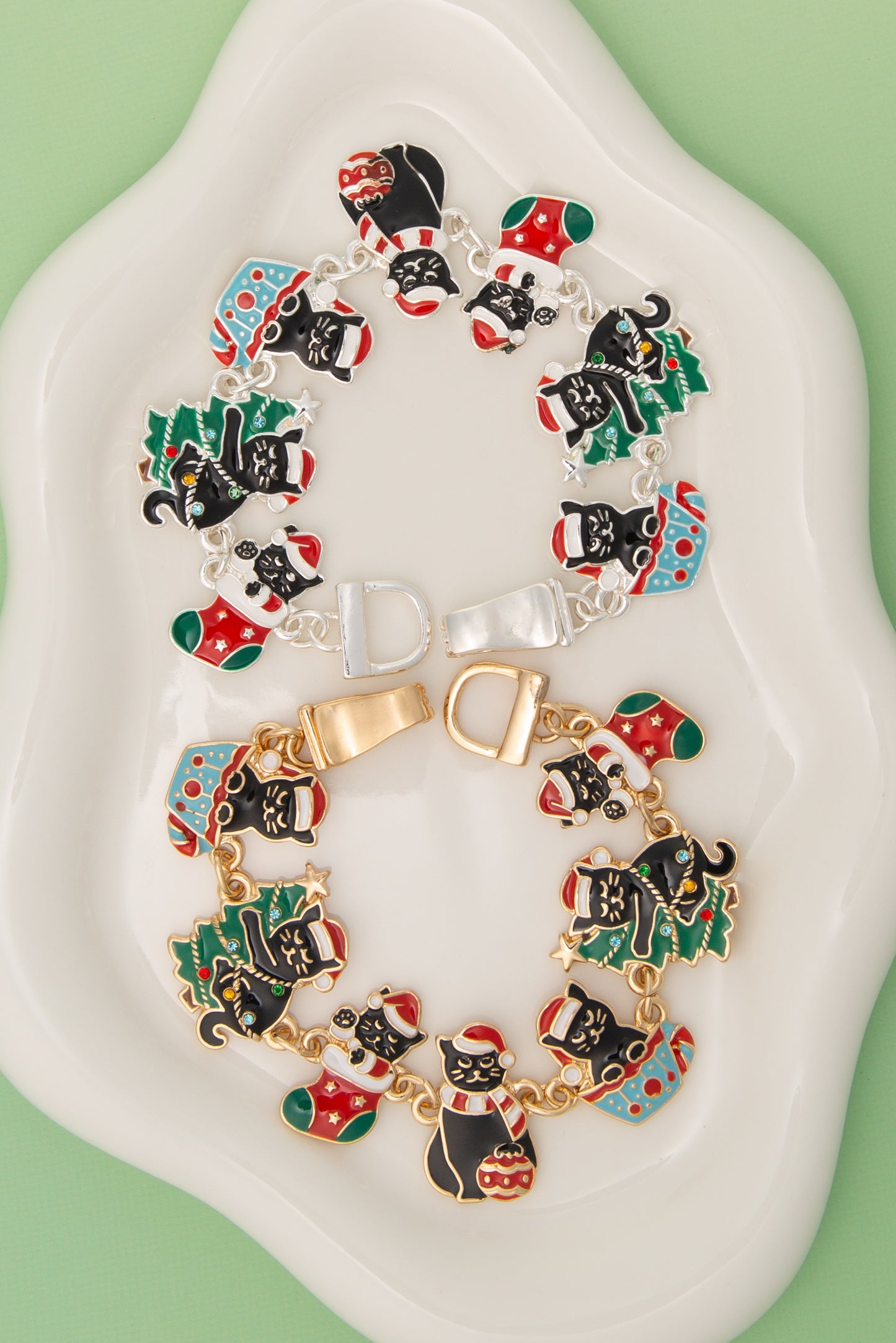 Scarlett Christmas Tree Enamel Link Charm Bracelet