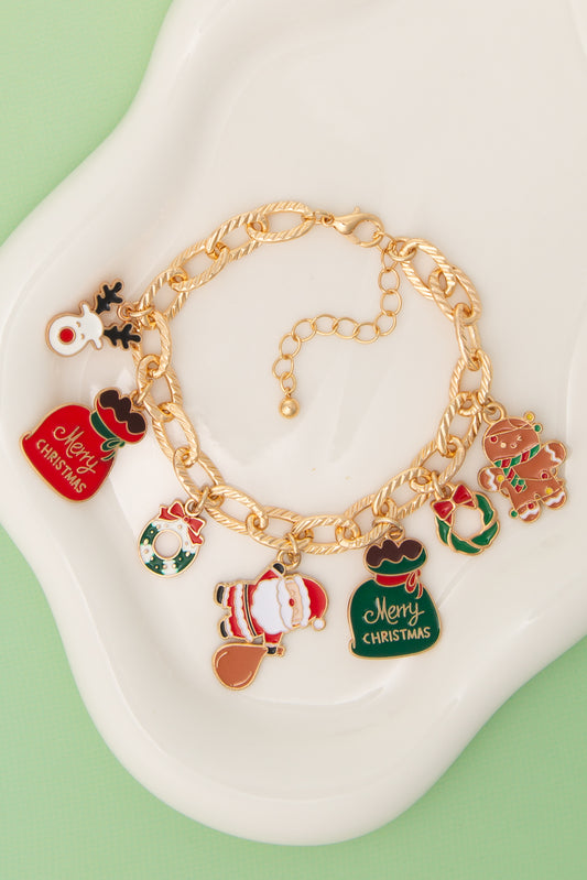 Ruby Christmas Theme Enamel Charm Bracelet