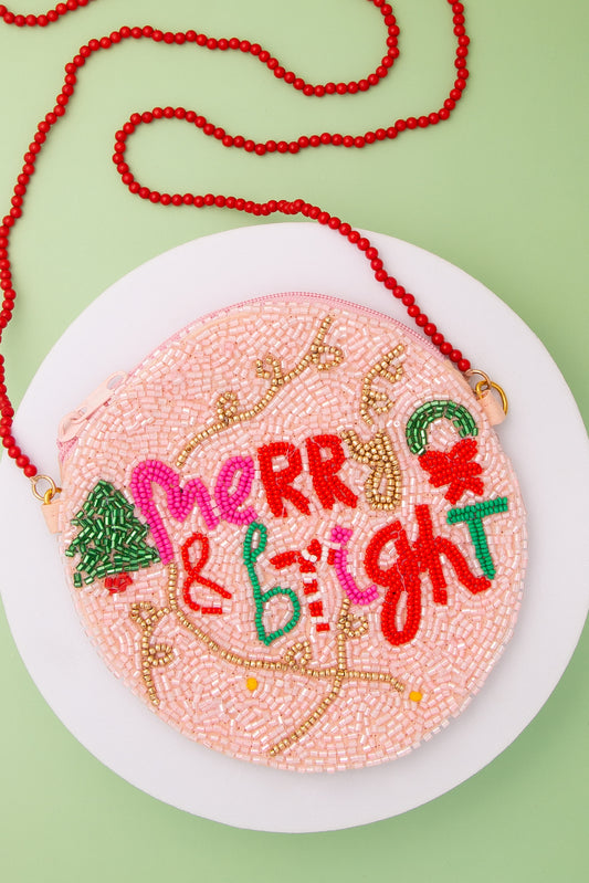 Eden Christmas “Merry & Bright” Seed Beaded Crossbody Bag