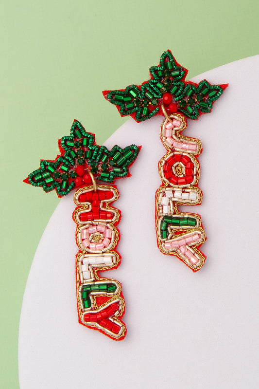 Mary Christmas Mistletoe “Holly Jolly” Crystal Beaded Earrings