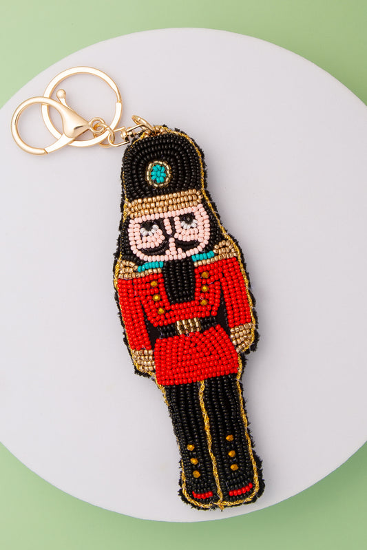 Sara Christmas Nutcracker Seed Beaded Keychain
