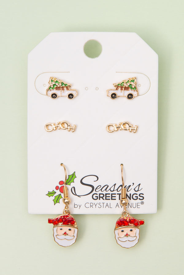 Maya Festive Mix Christmas 3-Pair Earring Set