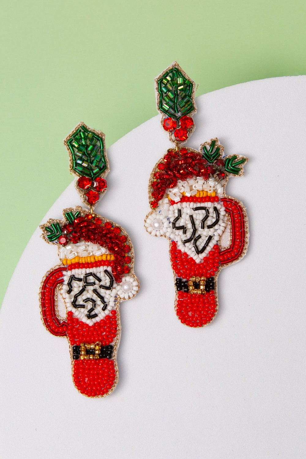 Vivian Santa’s Cup Seed Beaded Dangle Earrings