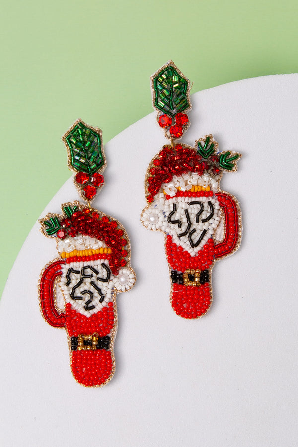Vivian Santa’s Cup Seed Beaded Dangle Earrings