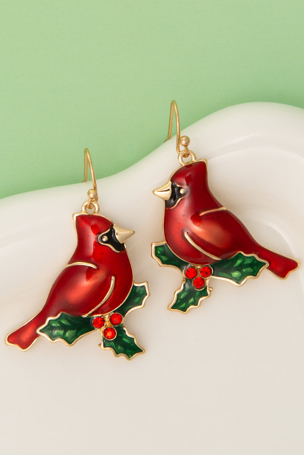 Clara Christmas Jeweled Cardinal Dangle Earrings