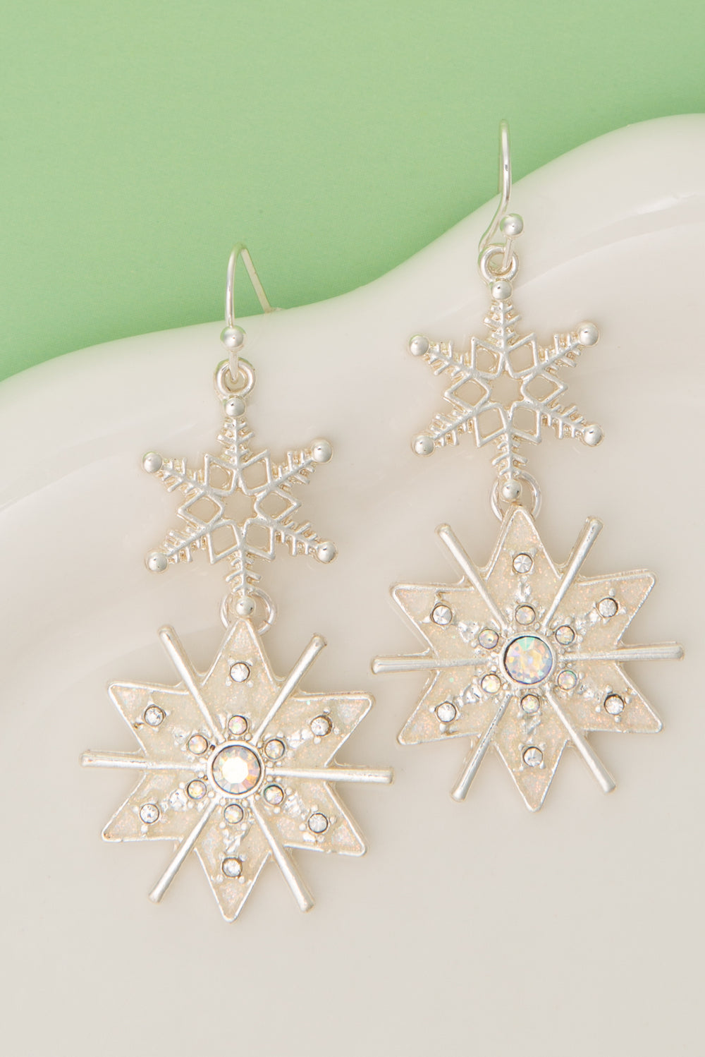 Julia Christmas Crystal Snowflake Dangle Earrings
