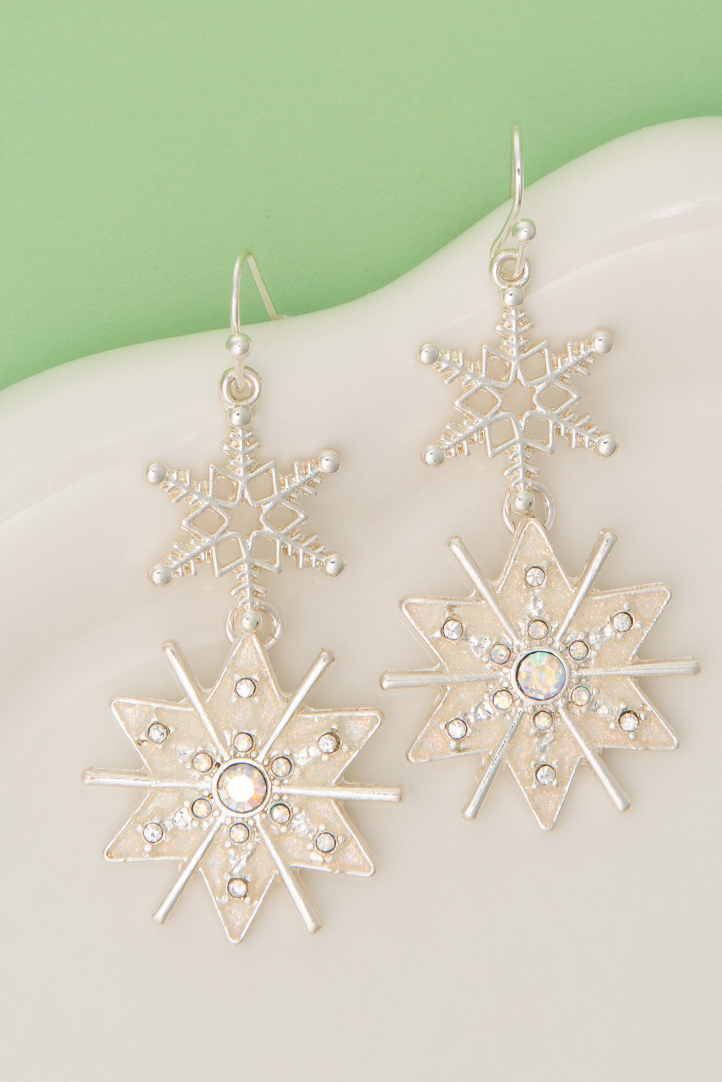 Julia Christmas Crystal Snowflake Dangle Earrings