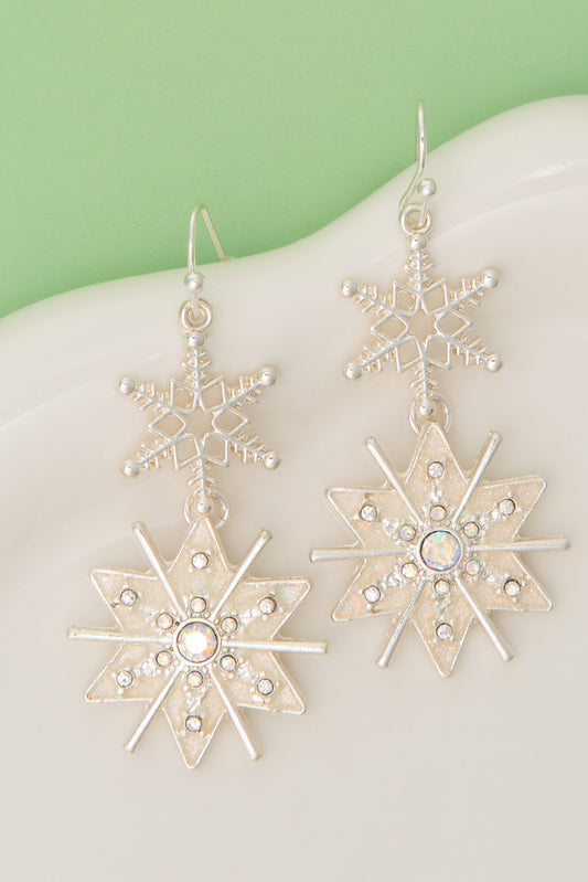 Julia Christmas Crystal Snowflake Dangle Earrings