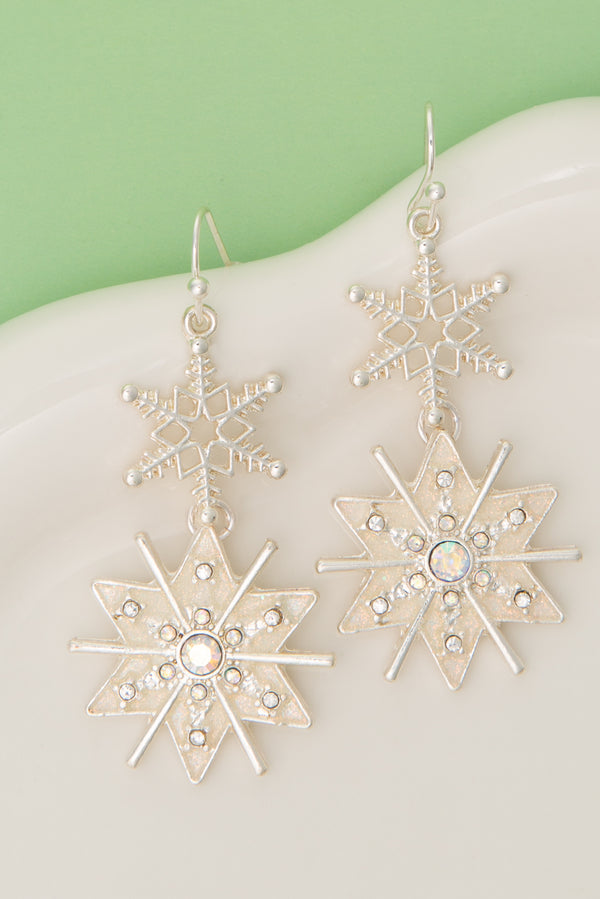 Julia Christmas Crystal Snowflake Dangle Earrings
