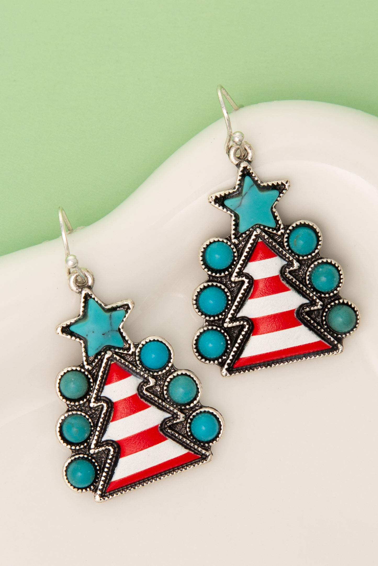 Emily Western Jeweled Christmas Tree Dangle Earrings