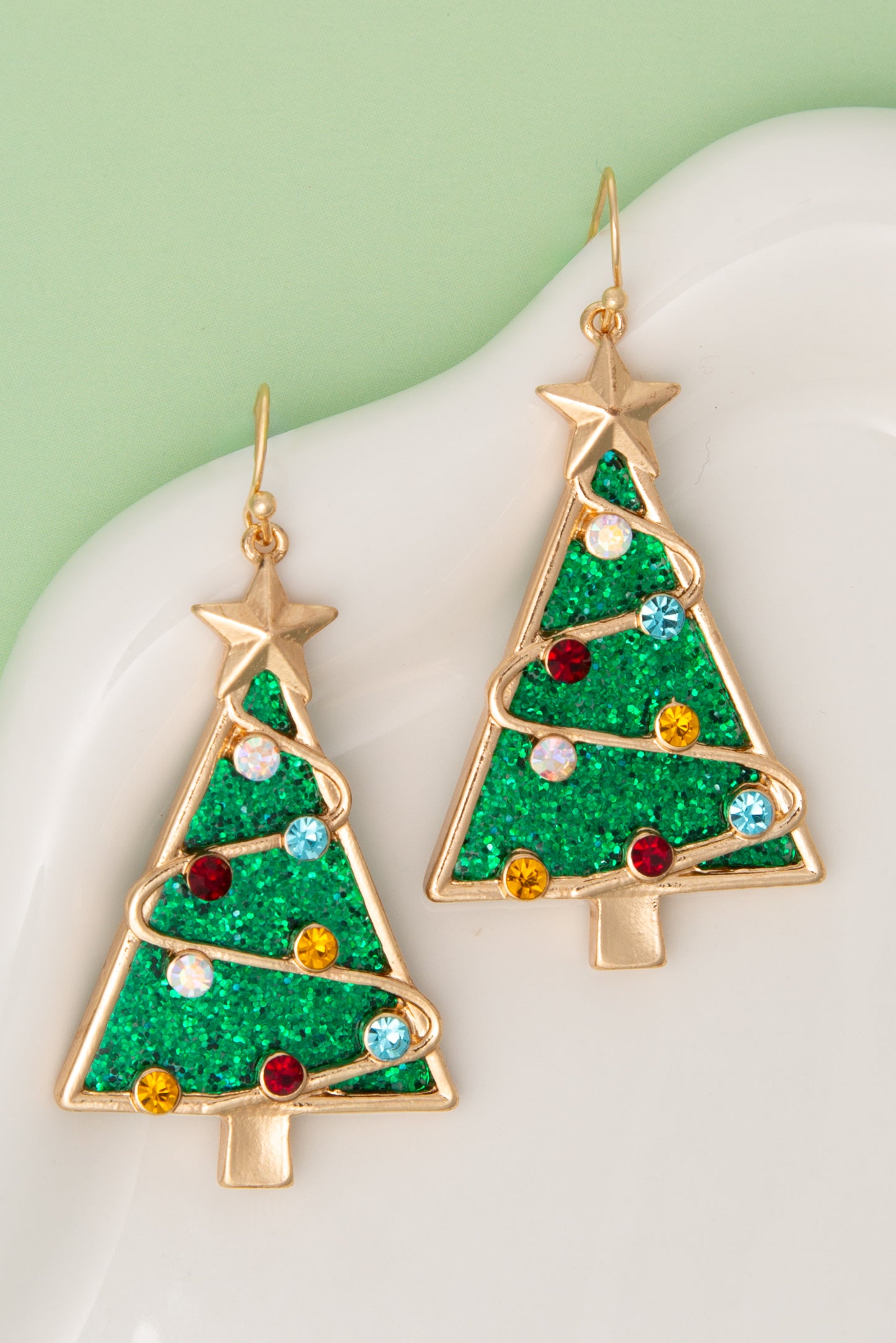 Lucy Christmas Glitter Acrylic Tree Dangle Earrings